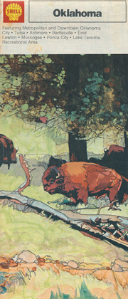 Oklahoma map cover with a buffalo