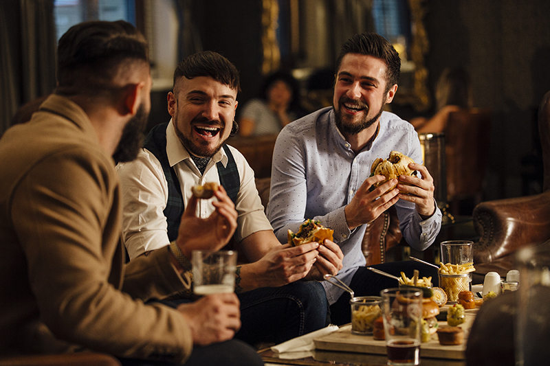 men socializing