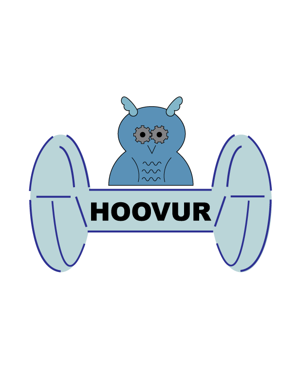 Hoovur Logo with a blue owl on top of the blue hoverboard